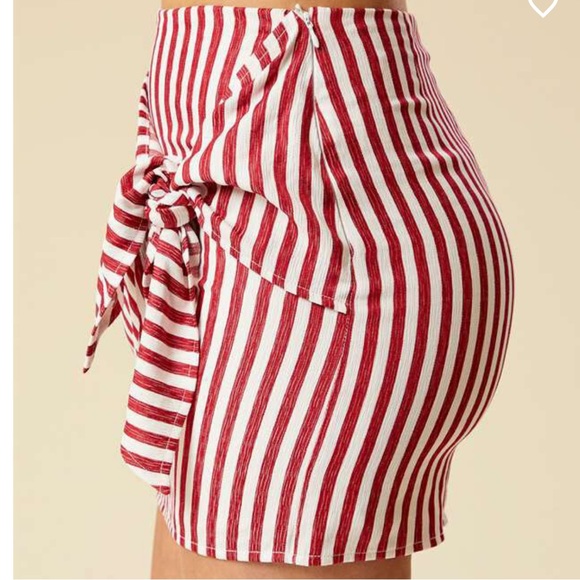 Altar’d State Red White Striped skirt tie side s - Picture 2 of 10